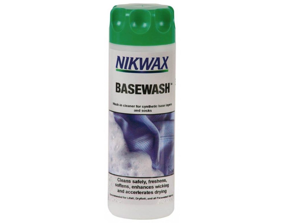 Deodorising cleaner and conditioner for synthetic technical underwear and wicking clothing worn next to the skin. BaseWash® effectively cleans, deodorises, inhibits the build up of body odours, accelerates drying and improves cooling efficiency of synthetic base layers.Wash your base layers when they start to smell...Once your base layer has been used a few times and is starting to smell, wash it with Nikwax BaseWash® to deodorise, freshen, soften, and enhance drying and cooling. Always apply this product to used synthetic base layers, socks, sports kit and travel clothing to keep them in perfect condition.How Nikwax BaseWash® makes your synthetic base layers perform better...Nikwax BaseWash® is easy to use as it cleans and conditions at the same time.Nikwax BaseWash® refreshes your synthetic base layers by deodorising and maintains freshness by preventing odour build up when in use.Nikwax BaseWash® also enhances and revitalises the wicking properties of synthetic base layers and increases breathability. This helps the fabric to spread sweat, dry quickly, and keep you more comfortable in all conditions.Nikwax BaseWash® outperforms household detergents and fabric conditioners at improving wicking, accelerating drying, and removing and preventing odour.Use Nikwax BaseWash® in the washing machine...Use neat Nikwax BaseWash® to treat stubborn stains before washing.Shake well before use. Follow care label instructions. Do not use fabric conditioner. Do not use on waterproof clothing. Place item(s) in washing machine. Use 50ml of Nikwax BaseWash® for front loading washing machines.* Wash according to care label.* For top loading machines in USA and Canada use 100ml for low water level or 150ml for medium water level.