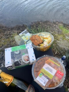 Having lunch on Loch Trool with panaoramic views.