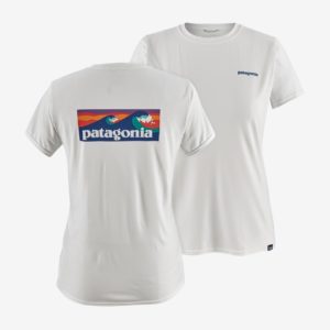 Patagonia Womens Capilene® Cool Daily Graphic Shirt (Boardshort Logo/White) | Small
