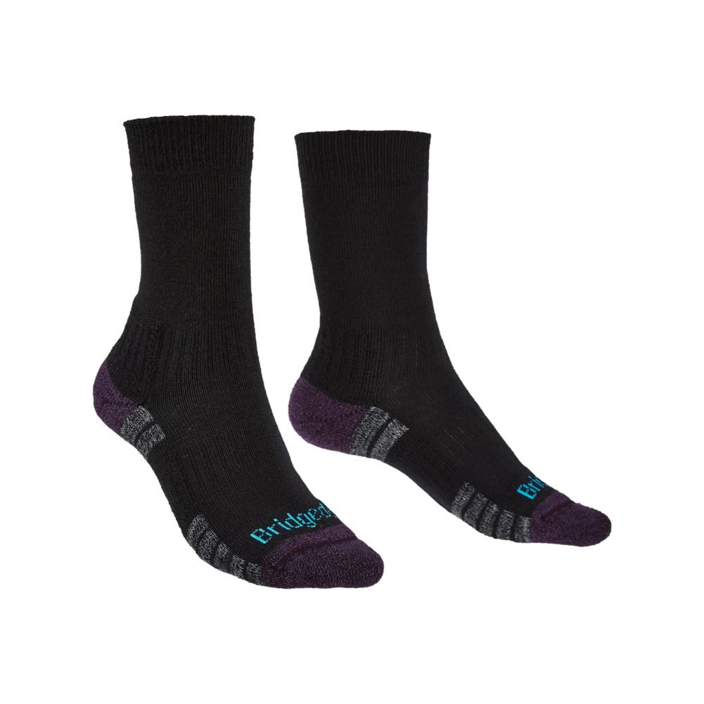 Bridgedale Women's Hike Lightweight Merino Performance Boot Socks - Black-Purple
